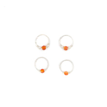 Load image into Gallery viewer, Silver Cartilage Hoop Earrings Huggie Earrings Carnelian Hoop Earrings - Cartilage Hoop, Earrings Midwinter Hollow