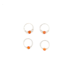 Silver Cartilage Hoop Earrings Huggie Earrings Carnelian Hoop Earrings - Cartilage Hoop, Earrings Midwinter Hollow