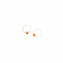 Load image into Gallery viewer, Silver Cartilage Hoop Earrings Huggie Earrings Carnelian Hoop Earrings - Cartilage Hoop, Earrings Midwinter Hollow