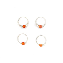 Load image into Gallery viewer, Silver Cartilage Hoop Earrings Huggie Earrings Carnelian Hoop Earrings - Cartilage Hoop, Earrings Midwinter Hollow