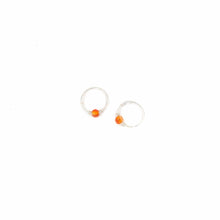 Load image into Gallery viewer, Silver Cartilage Hoop Earrings Huggie Earrings Carnelian Hoop Earrings - Cartilage Hoop, Earrings Midwinter Hollow