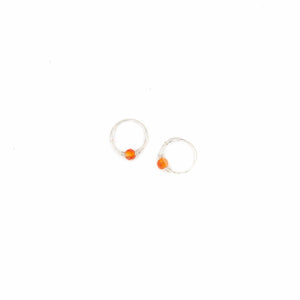 Silver Cartilage Hoop Earrings Huggie Earrings Carnelian Hoop Earrings - Cartilage Hoop, Earrings Midwinter Hollow