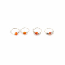 Load image into Gallery viewer, Silver Cartilage Hoop Earrings Huggie Earrings Carnelian Hoop Earrings - Cartilage Hoop, Earrings Midwinter Hollow