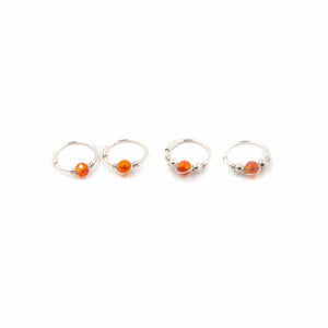 Silver Cartilage Hoop Earrings Huggie Earrings Carnelian Hoop Earrings - Cartilage Hoop, Earrings Midwinter Hollow