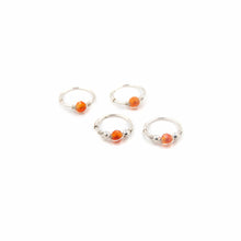Load image into Gallery viewer, Silver Cartilage Hoop Earrings Huggie Earrings Carnelian Hoop Earrings - Cartilage Hoop, Earrings Midwinter Hollow