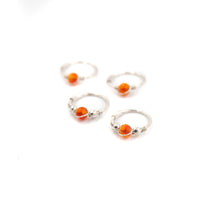 Load image into Gallery viewer, Silver Cartilage Hoop Earrings Huggie Earrings Carnelian Hoop Earrings - Cartilage Hoop, Earrings Midwinter Hollow