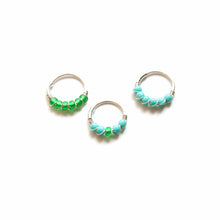Load image into Gallery viewer, Silver Cartilage Hoop Earrings Huggie Earrings Green &amp; Turquoise Mismatched Silver Hoop Earring Set - Cartilage Hoop, Nose Ring Midwinter Hollow