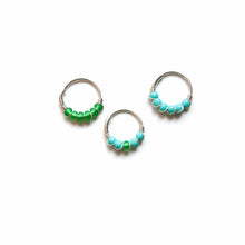 Load image into Gallery viewer, Silver Cartilage Hoop Earrings Huggie Earrings Green &amp; Turquoise Mismatched Silver Hoop Earring Set - Cartilage Hoop, Nose Ring Midwinter Hollow