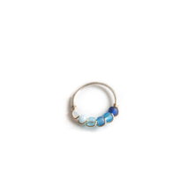 Load image into Gallery viewer, Silver Gold Cartilage Hoop Earrings Huggie Earrings Blue Ombre Bead Huggie Earrings for Cartilage, Nose, Ear, Helix Piercing Midwinter Hollow