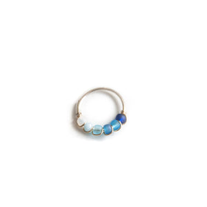 Silver Gold Cartilage Hoop Earrings Huggie Earrings Blue Ombre Bead Huggie Earrings for Cartilage, Nose, Ear, Helix Piercing Midwinter Hollow