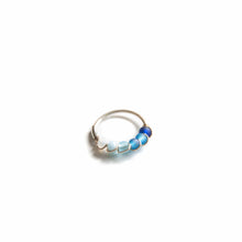 Load image into Gallery viewer, Silver Gold Cartilage Hoop Earrings Huggie Earrings Blue Ombre Bead Huggie Earrings for Cartilage, Nose, Ear, Helix Piercing Midwinter Hollow