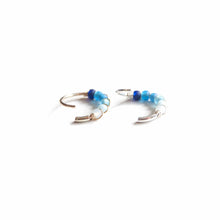 Load image into Gallery viewer, Silver Gold Cartilage Hoop Earrings Huggie Earrings Blue Ombre Bead Huggie Earrings for Cartilage, Nose, Ear, Helix Piercing Midwinter Hollow