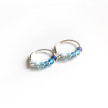 Load image into Gallery viewer, Silver Gold Cartilage Hoop Earrings Huggie Earrings Blue Ombre Huggie Earrings for Cartilage, Nose, Ear, Helix Piercing Midwinter Hollow