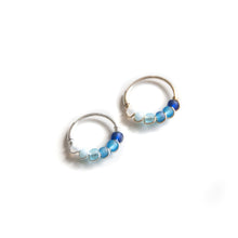 Load image into Gallery viewer, Silver Gold Cartilage Hoop Earrings Huggie Earrings Blue Ombre Huggie Earrings for Cartilage, Nose, Ear, Helix Piercing Midwinter Hollow