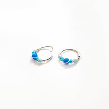 Load image into Gallery viewer, Silver Gold Cartilage Hoop Earrings Huggie Earrings Blue Opal Beaded Gold or Silver Hoop Earring for Ear Piercing, Nose Piercing, or Helix Piercing Midwinter Hollow