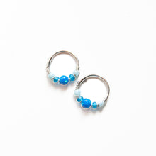 Load image into Gallery viewer, Silver Gold Cartilage Hoop Earrings Huggie Earrings Blue Opal Beaded Gold or Silver Hoop Earring for Ear Piercing, Nose Piercing, or Helix Piercing Midwinter Hollow