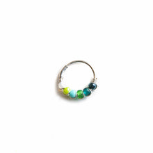 Load image into Gallery viewer, Silver Gold Cartilage Hoop Earrings Huggie Earrings Green Ombre Bead Huggie Earrings for Cartilage, Nose, Ear, Helix Piercing Midwinter Hollow