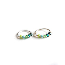 Load image into Gallery viewer, Silver Gold Cartilage Hoop Earrings Huggie Earrings Green Ombre Bead Huggie Earrings for Cartilage, Nose, Ear, Helix Piercing Midwinter Hollow