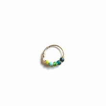 Load image into Gallery viewer, Silver Gold Cartilage Hoop Earrings Huggie Earrings Green Ombre Bead Huggie Earrings for Cartilage, Nose, Ear, Helix Piercing Midwinter Hollow