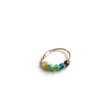 Load image into Gallery viewer, Silver Gold Cartilage Hoop Earrings Huggie Earrings Green Ombre Bead Huggie Earrings for Cartilage, Nose, Ear, Helix Piercing Midwinter Hollow