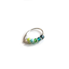 Load image into Gallery viewer, Silver Gold Cartilage Hoop Earrings Huggie Earrings Green Ombre Bead Huggie Earrings for Cartilage, Nose, Ear, Helix Piercing Midwinter Hollow