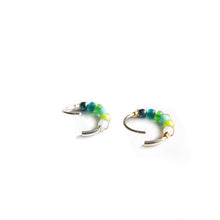 Load image into Gallery viewer, Silver Gold Cartilage Hoop Earrings Huggie Earrings Green Ombre Bead Huggie Earrings for Cartilage, Nose, Ear, Helix Piercing Midwinter Hollow