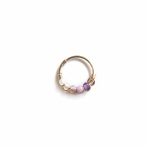 Silver Gold Cartilage Hoop Earrings Huggie Earrings Lavender Ombre Bead Huggie Earrings for Cartilage, Nose, Ear, Helix Piercing Midwinter Hollow
