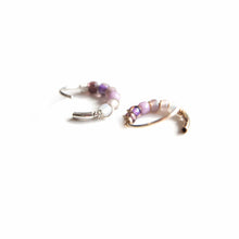Load image into Gallery viewer, Silver Gold Cartilage Hoop Earrings Huggie Earrings Lavender Ombre Bead Huggie Earrings for Cartilage, Nose, Ear, Helix Piercing Midwinter Hollow