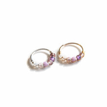 Load image into Gallery viewer, Silver Gold Cartilage Hoop Earrings Huggie Earrings Lavender Ombre Bead Huggie Earrings for Cartilage, Nose, Ear, Helix Piercing Midwinter Hollow