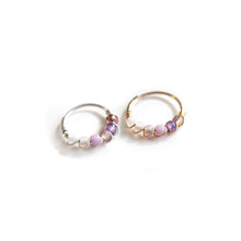 Load image into Gallery viewer, Silver Gold Cartilage Hoop Earrings Huggie Earrings Lavender Ombre Bead Huggie Earrings for Cartilage, Nose, Ear, Helix Piercing Midwinter Hollow