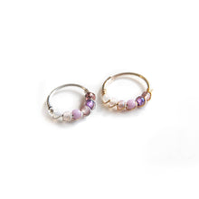 Load image into Gallery viewer, Silver Gold Cartilage Hoop Earrings Huggie Earrings Lavender Ombre Bead Huggie Earrings for Cartilage, Nose, Ear, Helix Piercing Midwinter Hollow