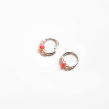 Load image into Gallery viewer, Silver Gold Cartilage Hoop Earrings Huggie Earrings Peach Opal Beaded Huggie Hoop Earring, Ear, Nose, Cartilage, Tragus Midwinter Hollow