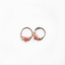 Load image into Gallery viewer, Silver Gold Cartilage Hoop Earrings Huggie Earrings Peach Opal Beaded Huggie Hoop Earring, Ear, Nose, Cartilage, Tragus Midwinter Hollow