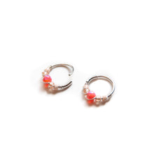 Load image into Gallery viewer, Silver Gold Cartilage Hoop Earrings Huggie Earrings Peach Opal Beaded Huggie Hoop Earring, Ear, Nose, Cartilage, Tragus Midwinter Hollow