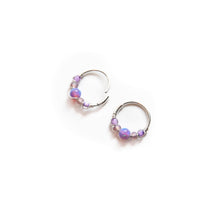 Load image into Gallery viewer, Silver Gold Cartilage Hoop Earrings Huggie Earrings Purple Opal Beaded Huggie Hoop Earring, Ear, Nose, Cartilage, Tragus Midwinter Hollow