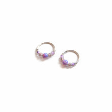 Load image into Gallery viewer, Silver Gold Cartilage Hoop Earrings Huggie Earrings Purple Opal Beaded Huggie Hoop Earring, Ear, Nose, Cartilage, Tragus Midwinter Hollow