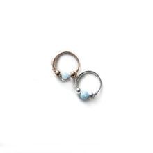 Load image into Gallery viewer, Silver Gold Cartilage Hoop Earrings Huggie Earrings Sky Blue Opal Gold or Silver Hoop Earring for Ear Piercing, Nose Piercing, or Helix Piercing Midwinter Hollow