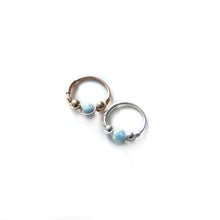 Load image into Gallery viewer, Silver Gold Cartilage Hoop Earrings Huggie Earrings Sky Blue Opal Gold or Silver Hoop Earring for Ear Piercing, Nose Piercing, or Helix Piercing Midwinter Hollow