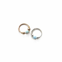 Load image into Gallery viewer, Silver Gold Cartilage Hoop Earrings Huggie Earrings Sky Blue Opal Gold or Silver Hoop Earring for Ear Piercing, Nose Piercing, or Helix Piercing Midwinter Hollow