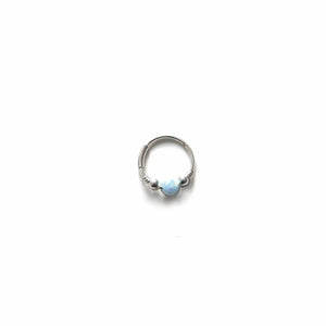 Silver Gold Cartilage Hoop Earrings Huggie Earrings Sky Blue Opal Gold or Silver Hoop Earring for Ear Piercing, Nose Piercing, or Helix Piercing Midwinter Hollow