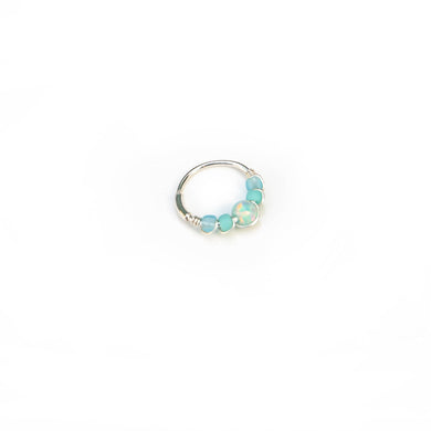 Silver Gold Cartilage Hoop Earrings Huggie Earrings Turquoise Opal Beaded Huggie Hoop Earring, Ear, Nose, Cartilage, Tragus Midwinter Hollow