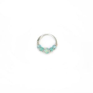 Silver Gold Cartilage Hoop Earrings Huggie Earrings Turquoise Opal Beaded Huggie Hoop Earring, Ear, Nose, Cartilage, Tragus Midwinter Hollow