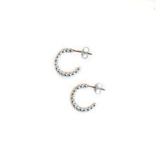 Load image into Gallery viewer, Silver Hoop Earrings Half Hoop Silver Bead Studs - Open Hoop Earrings Midwinter Hollow