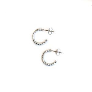 Silver Hoop Earrings Half Hoop Silver Bead Studs - Open Hoop Earrings Midwinter Hollow