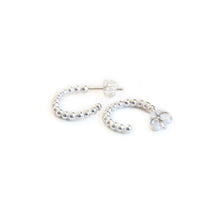 Load image into Gallery viewer, Silver Hoop Earrings Half Hoop Silver Bead Studs - Open Hoop Earrings Midwinter Hollow