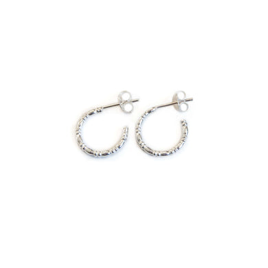 Silver Hoop Earrings Textured Half Hoop Silver Studs - Open Hoop Earrings Midwinter Hollow
