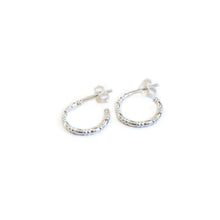 Load image into Gallery viewer, Silver Hoop Earrings Textured Half Hoop Silver Studs - Open Hoop Earrings Midwinter Hollow