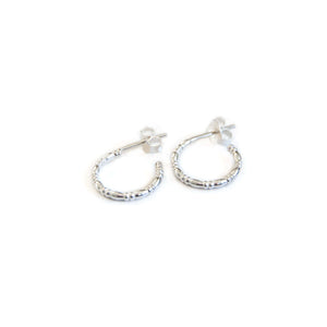 Silver Hoop Earrings Textured Half Hoop Silver Studs - Open Hoop Earrings Midwinter Hollow