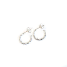 Load image into Gallery viewer, Silver Hoop Earrings Textured Half Hoop Silver Studs - Open Hoop Earrings Midwinter Hollow