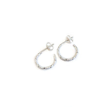 Load image into Gallery viewer, Silver Hoop Earrings Textured Half Hoop Silver Studs - Open Hoop Earrings Midwinter Hollow